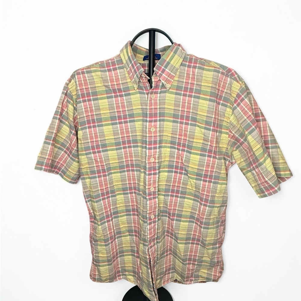 VINTAGE Pendleton Men's Red, Green and Yellow Plaid Button Down Shirt - Picture 2 of 6